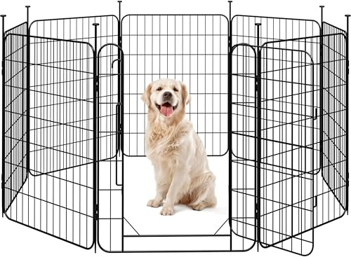 Yaheetech Lightweight Puppy Pen with Door, 16 Panels, 60x80 cm W/H, Black | Indoor & Outdoor Dog Pen, Solid Metal Frame, Expandable & Portable, Single Integrated Lock, for Small & Medium Dogs
