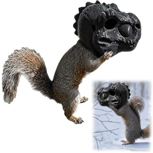 Distributore di cibo per scoiattoli con testa di dinosauro/testa di pecora/testa di cavallo - porteranno tante risate Distributori di cibo a forma di testa di animale da appendere all'aperto