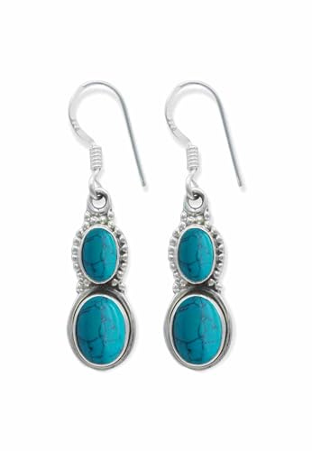 Lange Ohrhänger 925 Silber Damen | echtes Silber, verschiedene echte Steine zur Auswahl, handarbeit aus Indien, im Geschenkbeutel