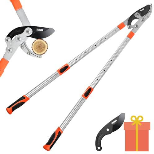 THANOS B1102 Ausziehbare Amboss-Astschere mit Verbundwirkung, zerkleinert dicke Äste, 68-104 cm, Teleskop-Astschneider, 5,1 cm Sauberschnittkapazität