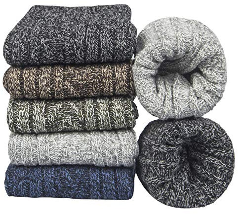 YSense Beau 5 Paia Donna Calzini in Lana Merino Calze Invernali Termiche di Lana Spesse Traspiranti Calzini Inverno Caldo Morbido