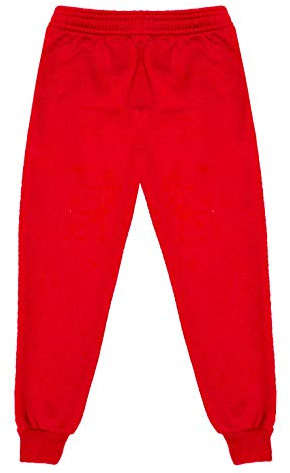 Barn fleece joggingbyxor pojkar flickor sport PE joggingbyxor barn unisex casual fleece dra på byxor skola lek träningsoverall klassisk botten mjuka joggingbyxor, Röd, 7-8 Years