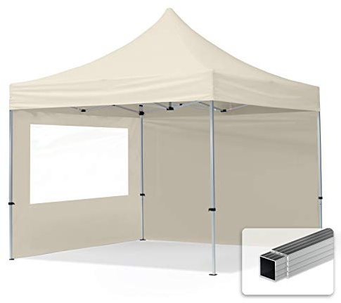 TOOLPORT Carpa Plegable Pabellón Carpa Plegable 3x3m - 2 Partes Laterales Pabellón ALU PES300 Carpa Party Techo 100% Crema