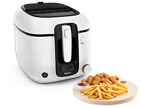 Tefal Fritteuse Super Uno, inkl. Timer, Kapazität: 2,2 Liter, Spülmaschinengeeignete Teile, Antihaftbeschichtung, Geruchsfilter, Fritteuse mit Fett-Spritzschutz, weiß/schwarz, FR3140