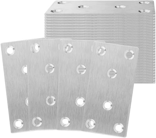 ASelected Pack de 30 Escuadras Metálicas 40 x 80 x 2 mm, Soporte de Esquina de Acero Inoxidable, Conectores Angulares para Muebles, Escuadras para Estanterías y Reparacion DIY Plata