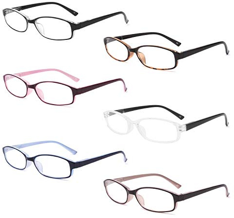 IVNUOYI 6 Pack Reading Glasses Blue Light Blocking with Spring Hinges,Colors Lightweight Readers for Women,Anti Glare UV Computer Eyeglasses 1.5