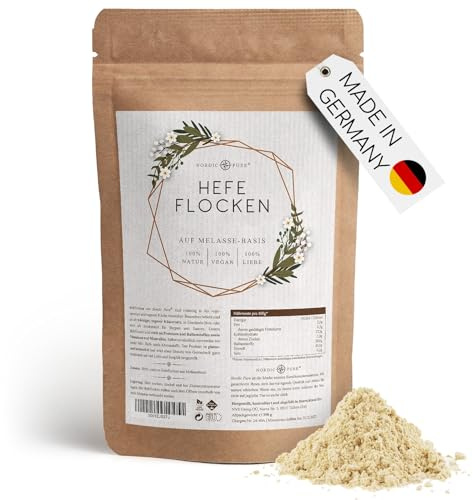 Nordic Pure Hefeflocken 350g - 100% Vegan, Glutenfrei, Auf Melassebasis | Würzige Käsealternative für Pasta, Risotto, Suppen und Saucen | Laktosefrei, ohne Zusatzstoffe | Made in Germany