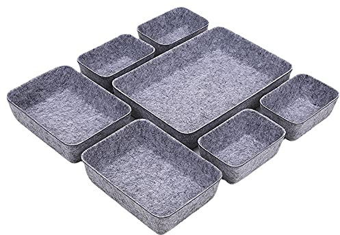 Smilbaley 7Pcs Sistema Organizador de Cajones, Bandejas Organizadoras de Cajones, Organizadores de Cajones de Tocador, Caja de Almacenamiento Plegable, Divisores de Cajones Cubos de Almacenamiento