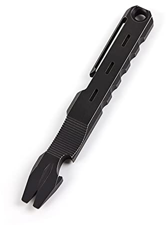 Hamans Titan-Hebeleisen mit Nagelabzieher, Flaschenöffner-Funktion mit Taschenclip-Werkzeug (schwarz)