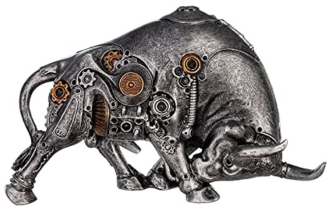 Brillibrum Design Steampunk Dekofigur Bulle Mechanical Skulptur Zahnrad Stier Dekoration Industrial Steam Punk Kunst Figur (Stier/Variante 6)