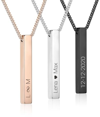 The Magical touch Pärchen Kette mit Gravur | personalisierte Kette mit Namen | für Paare | Partner Ketten für Sie und Ihn graviert mit Datum, Herz, Unendlichkeits-Symbol