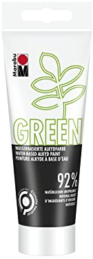 Marabu 14500050073 - GREEN LINE Alkyd-Farbe, schwarz, 100 ml Malfarbe auf Wasserbasis, klimaneutral, matt, lichtecht, wetterfest (nach 24h Durchtrocknung), 92 % aus natürlichen Rohstoffen