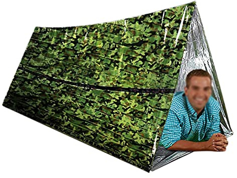 Yiida Survival-Schlafsack Camouflage | Multifunktionaler Biwaksack leicht und wasserdicht | Überlebensausrüstung für Outdoor Camping Wandern warm halten