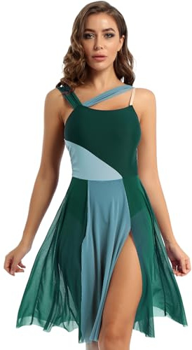Yihuimin Damen Tanzkleid Ärmellose Lyrisches Kleider Latein Tanzkleidung Knielanges Ballettkleid Ballettanzug Wettbewerb Tanzkostüm