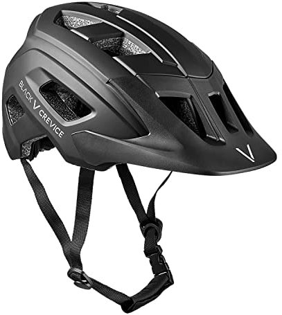 Black Crevice Casco MTB Enduro I Casco de Bicicleta Adulto luz Trasera LED I Casco de Ciclista Hombre y Mujer I Casco Ajustable I Caso en 2 Tallas y Colores I Casco Bicicleta de montaña