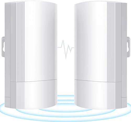 Fretech Lot de 2 bridges sans fil 900 MP 5,8 G WiFi extérieur point CPE jusqu'à 2-3 km CPE200 avec antenne à gain élevé de 12 dBi 24 V PoE Power IP65 étanche