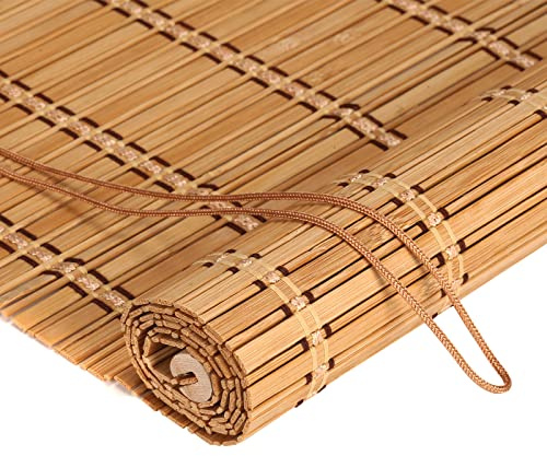 FoundGo Bambusrollo ohne Bohren 45-170cm B & 100-280cm H NachMaß | Outdoor Bambus Rollo Anpassbar, 45‑170 cm Breit, 100‑280 cm Hoch Maßgefertigt, Jalousie für Aussenbereich