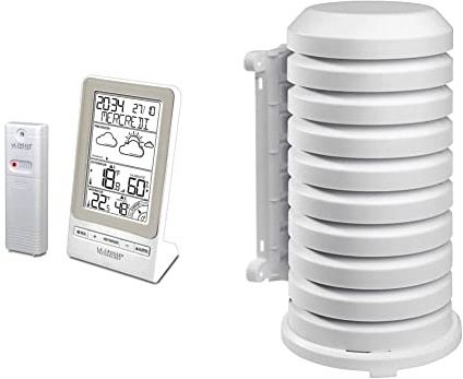 La Crosse Technology La Crosse Technology-WS6819 Prévision & TFA Dostmann Housse de Protection pour émetteur extérieur, 98.1114.02, Facile à Monter, Blanc 10,2 x 9,5 x 17,5 cm