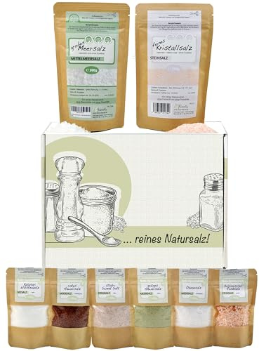 direct&friendly | Salz Geschenkset | 8 Gourmetsalze | 1000g | unterschiedlicher Farbe, Körnung, Würze und Konsistenz