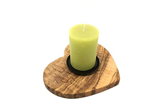 D.O.M. Kerzenhalter Herz aus Olivenholz