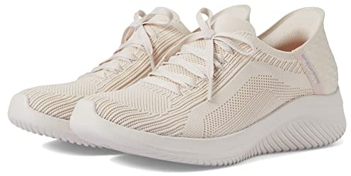 Skechers Mujer Ultra Flex 3.0 Brilliant Path Slip-In ENTRENADOR, Natural Knit/Periwinkle Trim, 36 EU Large