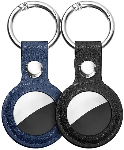 Ainiv 2st Skyddsfodral kompatibel med AirTags, PU-lädernyckelringsfodral, hållare kompatibel med AirTag, Tracker-fodral kompatibel med AirTags