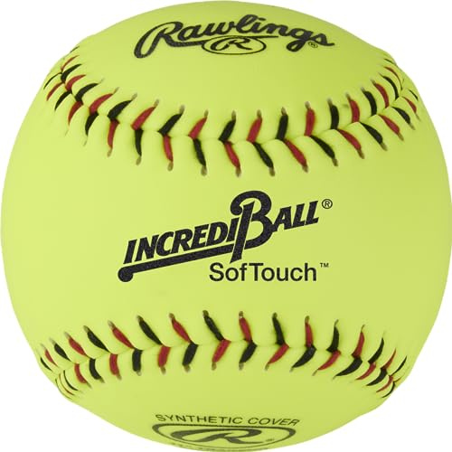 Rawlings | Incredi-Ball Yellow Softstitch Softballs | 11 & 12 Options | Cloth & Synthetic Leather Cover Options | 12 Count
