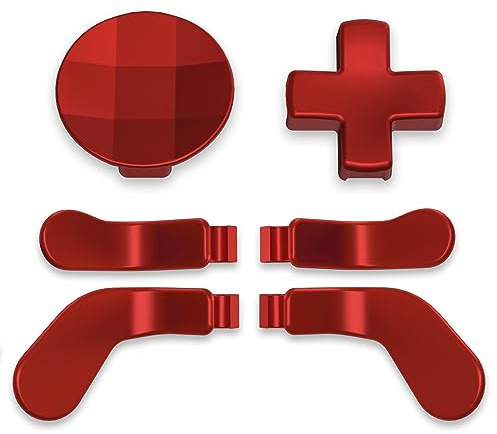 eXtremeRate 6 Pcs Metall D-Pads & Back Paddles Set für Xbox One Elite Controller, Swap Steuerkreuz&Trigger Tasten Knöpfe Ersatzteile für Xbox Elite Series 2/Series 2-Core Controller-Scharlachrot