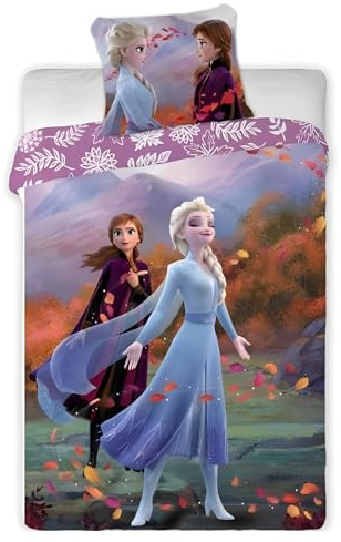 Bettwäsche Disney Frozen – 1 Bettbezug 140 x 200 cm + 1 Kissenbezug 63 x 63 cm (Bettwäsche Frozen – E)