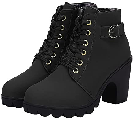 Battnot Stiefeletten für Damen Herbst Winter Klassische Kurz Stiefel Winter Schuhe mit Absatz Kurze Stiefel Damen Stiefeletten Blockabsatz Freizeitschuhe rutschfest Abend Party Braut Schuhe