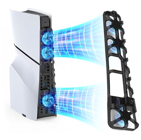 ECHZOVE NEW PS5 Silm Cooling Fan,New Playstation 5 Silm Cooling Station Compatible with Latest Version PS5 Silm Digital Edition/ PS5 Ultra HD with 3 Cooling Fans and USB 3.0