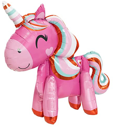3D Folienballon Einhorn, 55 cm, Rosa, Einhorn-Deko, Geburtstagsdekoration, Einhorn-Geschirr, Party-Deko, Geburtstagsdekoration, Geschirr
