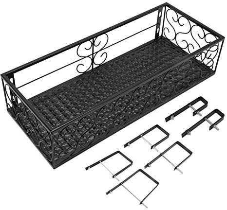 Portafiori per Balcone, Appendiabiti per Vasi da Fiori Sospesi Recinzione in Ferro Battuto per Davanzale Interno Scaffale per Piante Grasse, Cestini per Piante Scaffale(Suitable for 10.5cm Railings)