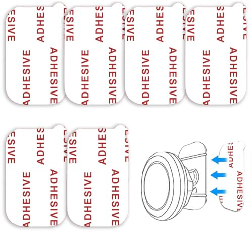 6 Stück Sehr stark haftend [Leicht abziehbar] Rechteckiges Klebe-Ersatzset für Magnetische Telefonhalterung am Armaturenbrett im Auto Basis-Aufkleberteile Doppelseitiges Klebeband Klebepads (Weiß)