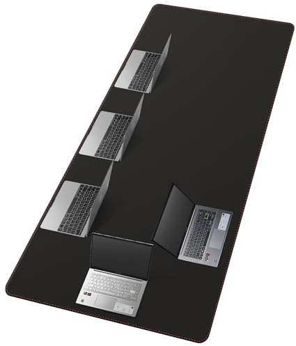 ZORESYN Schreibtischunterlage 200x100cm Schwarz | Kunstleder Tischdecke XXL, rutschfeste Wildleder-Unterlage, wasser- und kratzfest, passend für Konferenz- und Festtische