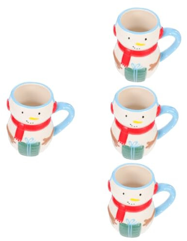 Garneck 4 Stück Weihnachtsbecher aus Keramik Trinkgläser kaffeekännchen weihnachtsfeier liefert Weihnachts-Sankt-Becher Kaffeebecher Espressotasse Multifunktions-Kaffeetasse Wasserbecher