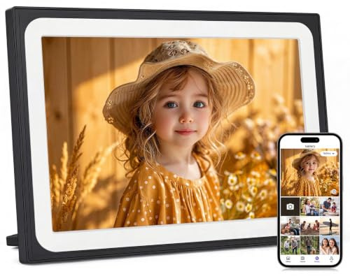 Uhale 10,1 tums WiFi digital fotoram HD digital fotoram 1280 x 800 IPS pekskärm med 16 GB lagring, digital ram skicka foton och videor via
