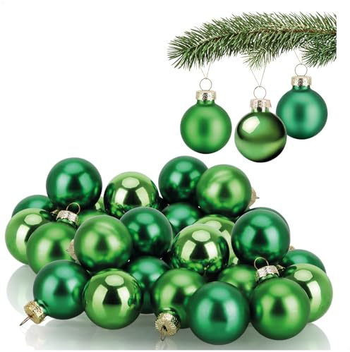 COM-FOUR® 40x Bolas de Navidad - Adornos para el árbol de Navidad - Mini Bolas de Cristal Ø 3 cm - decoración navideña - pequeñas Bolas de árbol de Navidad Hechas de Cristal Real para Navidad