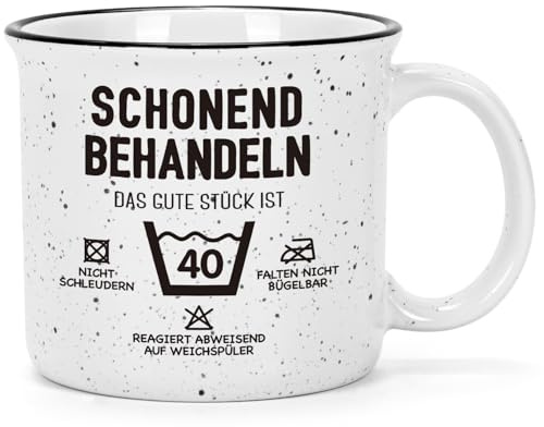 Joymaking 40. Födelsedagspresenter för kvinnor kaffekopp födelsedagspresenter med slogan behandla det fina stycket är 40, rolig presentidé födelsedag till 40-årsdagen. Kvinnor, 450 ml vit
