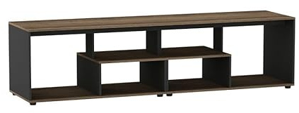 URBNLIVING Grande tavolino da caffè laterale doppio in legno con ripiani portaoggetti, moderno supporto per console TV, centro di intrattenimento multimediale, per soggiorno, camera da letto, ufficio