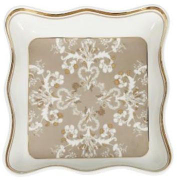 BRANDANI svuotatasche Decò in porcellana bianco e tortora 16,5 cm