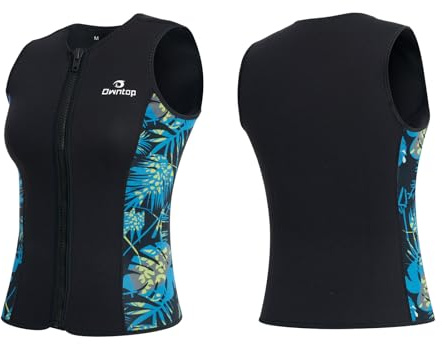 Owntop Sleeveless Wetsuit Top Women | 3mm Thermal Neoprene Vest | Wetsuit Jacket | Warm Comfortable | Surfing Snorkeling Swimming Diving | Black&Green XXL