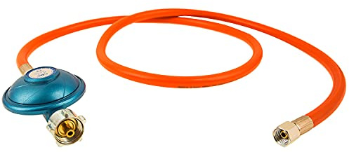 WELL GRILL Gasschlauch mit Druckminderer, Gasdruckregler 50mbar + 1.5M Gas Schlauch Schraubverbinder 1/4 Linkgsgewinde, Gasdruckregler Gasflasche für Gasgerätes im Freien, Gasgrill, Gaskocher