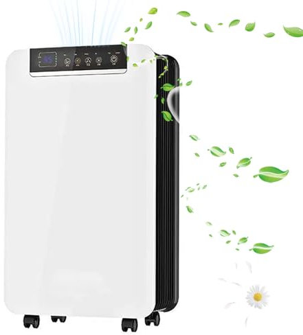 Deshumidificador 30l/día, 400㎡ Gran Capacidad De Deshumidificación, Purificador De Aire Deshumidificador con Tanque De Agua De 2.5l, Drenaje Continuo, Apagado Automático, Reinicio Automático