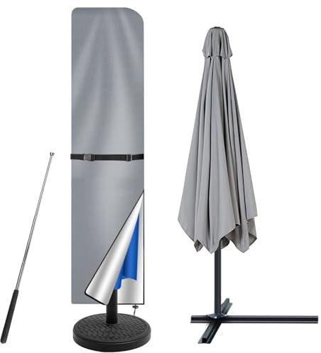 wiipara Sonnenschirm Schutzhülle 3-4 M Sonnenschirmhülle (240x57/57 cm) | Reißfest, Wasserdicht & UV-Schutz, Ampelschirm Hülle mit Stab, Wetterfeste Oxford-Stoff Abdeckhauben, Gartenschirm Abdeckung