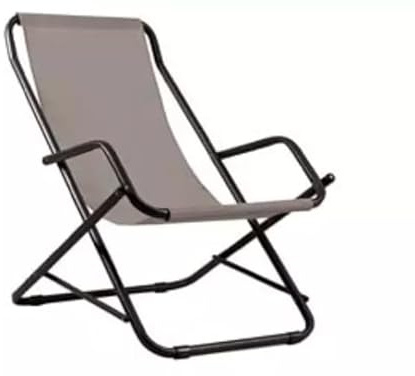 Generico SEDIA POLTRONA SDRAIO DONDOLINO DA GIARDINO TELA MARRONE TELAIO IN METALLO