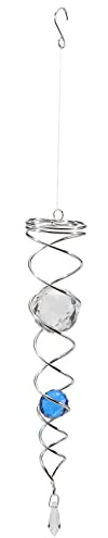 Cpolebev Wind Chime Windmill Crystal Metal Wire Crystal Ball Wind Spinner Bell Spiral Tail for Outdoor Garden Decoration