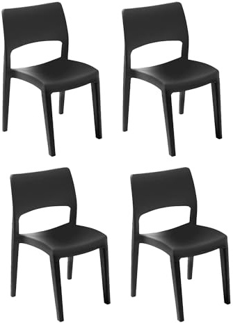 Dmora Set di 4 sedie da Esterno Tropea, Seduta da Giardino, per Indoor o Outdoor, Impilabile, Made in Italy, 50x51 h82 cm, Antracite