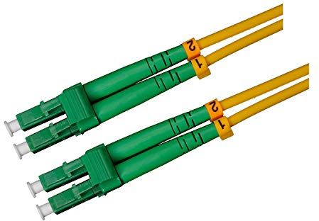 CONBIC Cavo in fibra ottica ottica – 2 m OS2 giallo, LC/APC su connettore LC/APC, cavo patch duplex 9/125 – Cavo patch in fibra ottica 2 metri