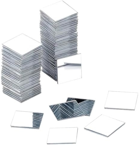Lufdegim 50 Pcs Selbstklebend Mini Spiegel Quadratisch, 5X5cm Acryl Spiegel Zum Basteln Kleine Spiegelfliesen für Zuhause Wand DIY Basteln Tisch Küche Dekoration